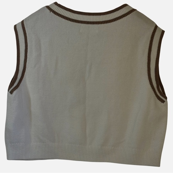 Hollister Cropped Cable Knit Sweater Vest M Cricket Tennis Preppy Light Academia - Picture 3 of 4